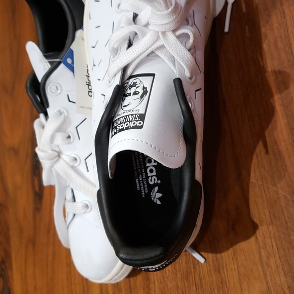 Adidas Stan Smith W White Black Shoes Women's 5.5 - Picture 6 of 8